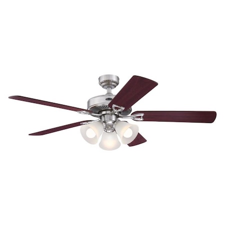 Westinghouse Westinghouse Vintage 52 in. Brushed Nickel Brown LED Indoor Ceiling Fan 7312200